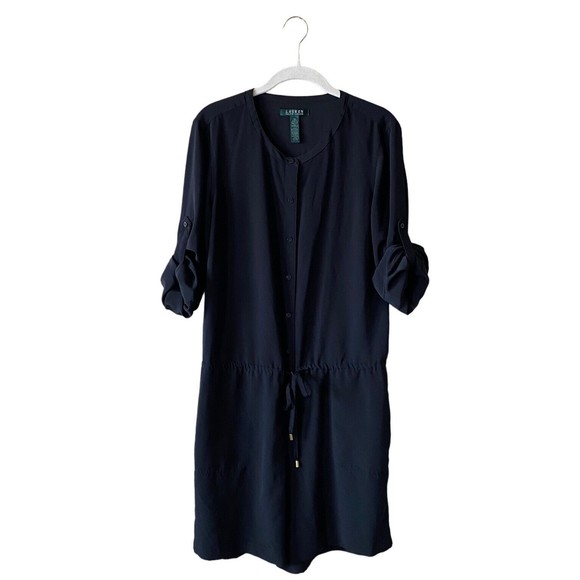 Lauren Ralph Lauren Women's Partial Button Tie Waist Long Sleeve Romper Size 12 - Picture 1 of 9